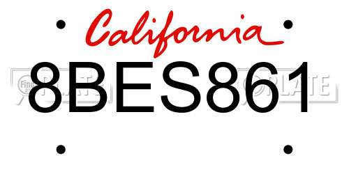 8BES861 California License Plate