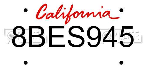 8BES945 California License Plate