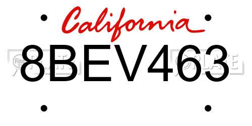 8BEV463 California License Plate