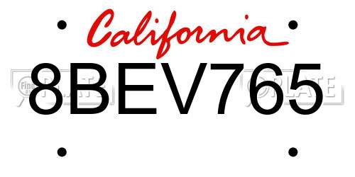 8BEV765 California License Plate