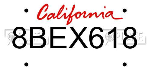 8BEX618 California License Plate