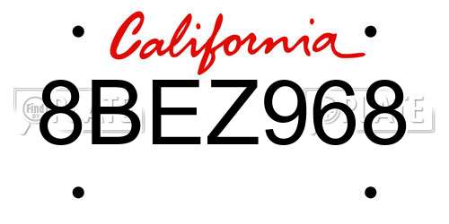 8BEZ968 California License Plate
