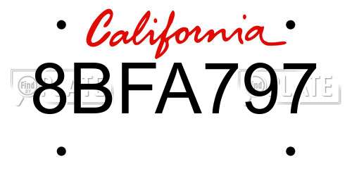 8BFA797 California License Plate