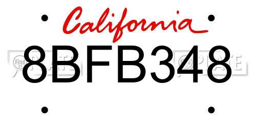 8BFB348 California License Plate