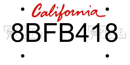 8BFB418 California License Plate