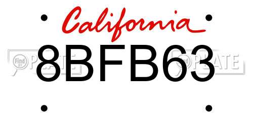 8BFB63 California License Plate