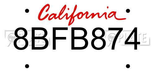 8BFB874 California License Plate