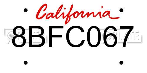 8BFC067 California License Plate