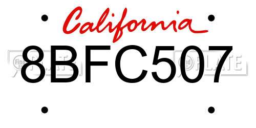 8BFC507 California License Plate