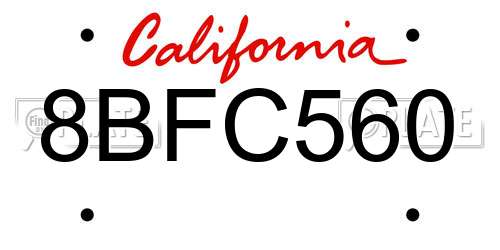 8BFC560 California License Plate