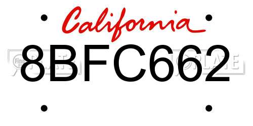 8BFC662 California License Plate