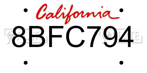 8BFC794 California License Plate