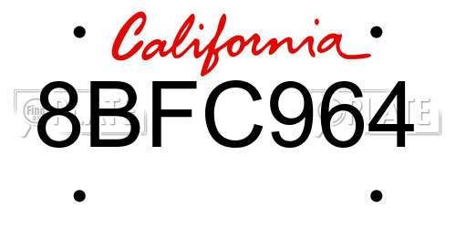 8BFC964 California License Plate
