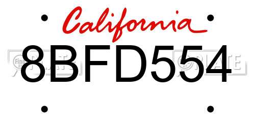 8BFD554 California License Plate