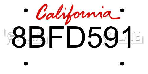 8BFD591 California License Plate