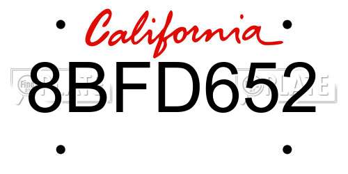 8BFD652 California License Plate