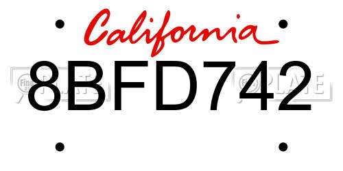 8BFD742 California License Plate