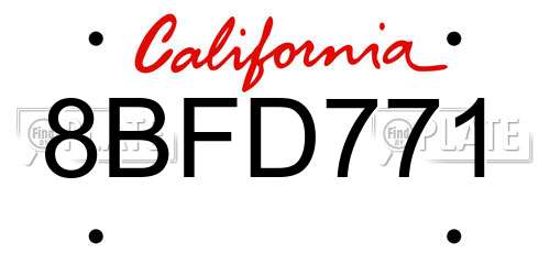 8BFD771 California License Plate