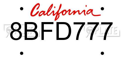 8BFD777 California License Plate