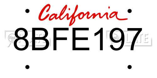 8BFE197 California License Plate