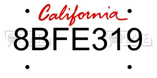 8BFE319 California License Plate