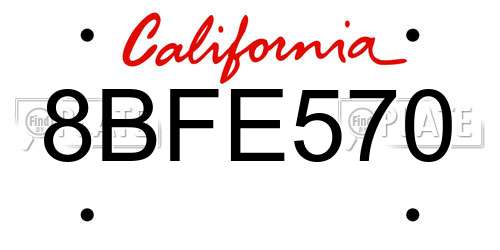 8BFE570 California License Plate