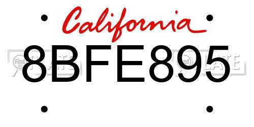 8BFE895 California License Plate
