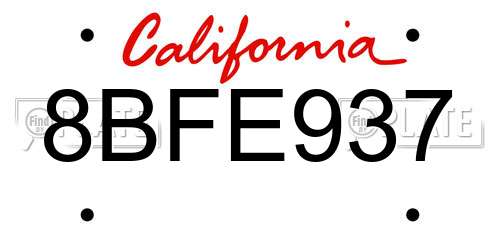 8BFE937 California License Plate