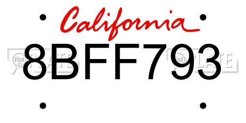 8BFF793 California License Plate