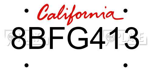 8BFG413 California License Plate