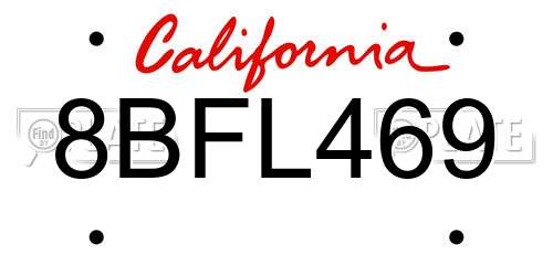 8BFL469 California License Plate