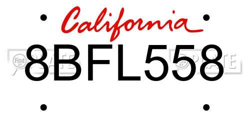 8BFL558 California License Plate