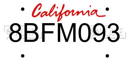 8BFM093 California License Plate