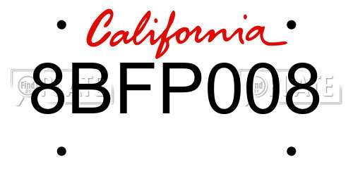 8BFP008 California License Plate