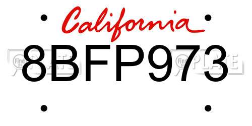 8BFP973 California License Plate