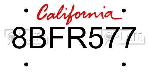 8BFR577 California License Plate