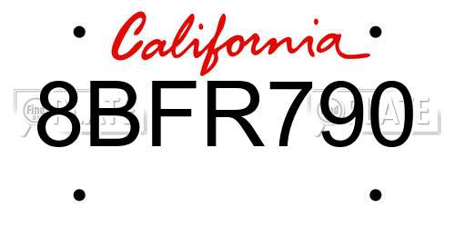 8BFR790 California License Plate