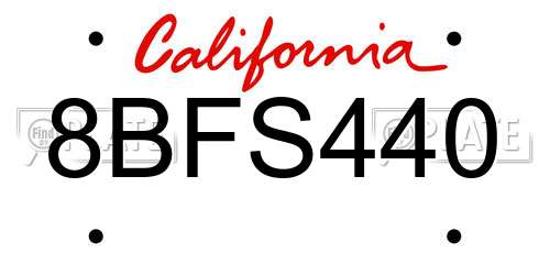 8BFS440 California License Plate
