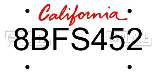 8BFS452 California License Plate