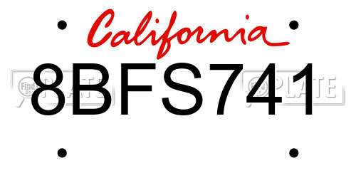 8BFS741 California License Plate