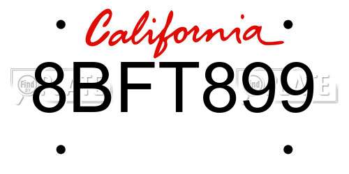 8BFT899 California License Plate