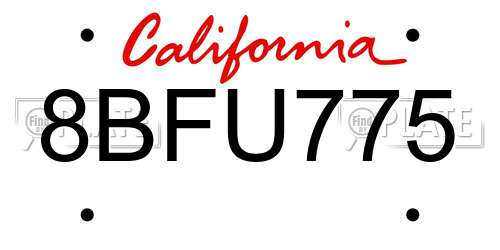 8BFU775 California License Plate
