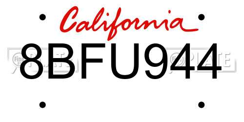 8BFU944 California License Plate