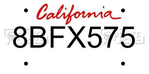 8BFX575 California License Plate