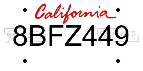 8BFZ449 California License Plate