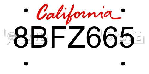 8BFZ665 California License Plate