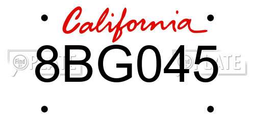 8BG045 California License Plate