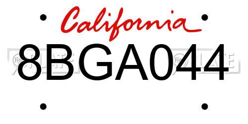 8BGA044 California License Plate