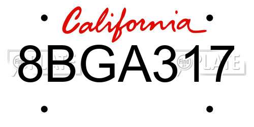 8BGA317 California License Plate