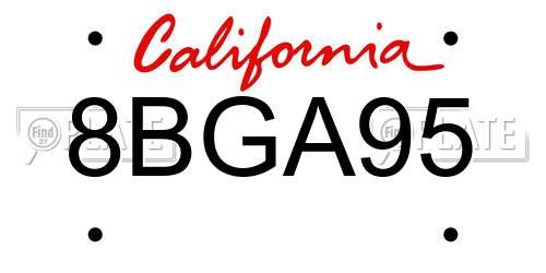 8BGA95 California License Plate